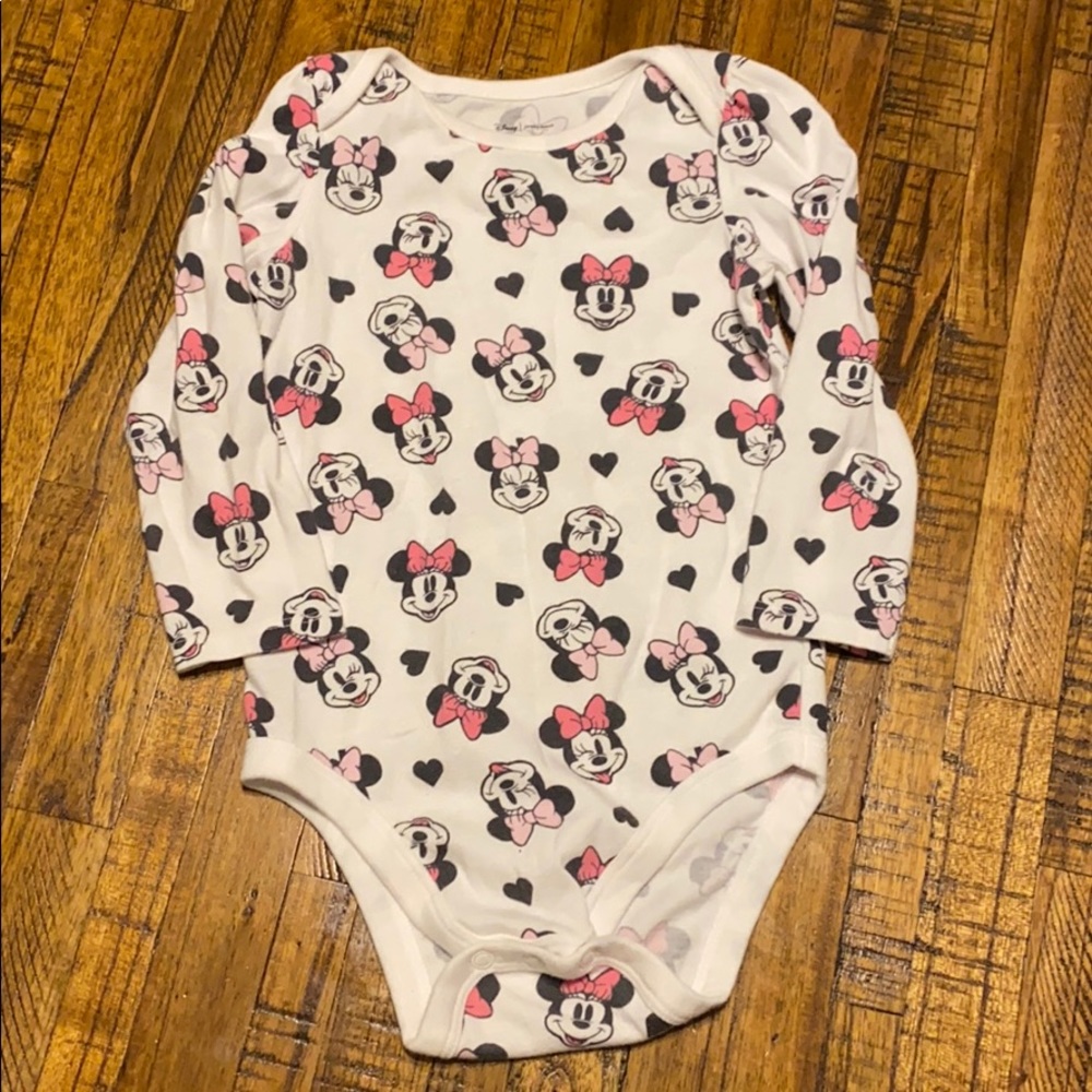 Minnie Mouse long sleeve onesie.